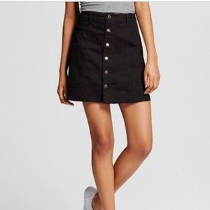 Denim Button-Front Skirt